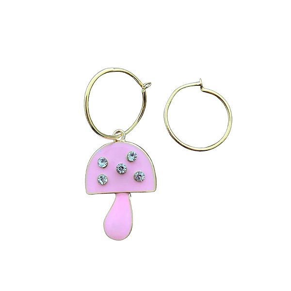argola cogumelo P rosa chiclete