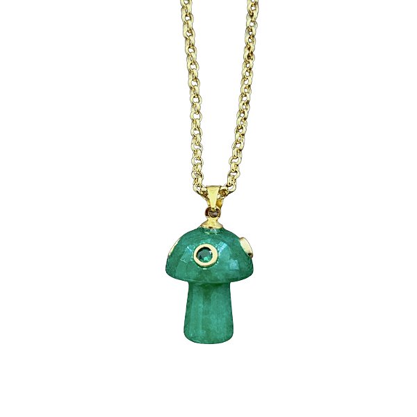 colar cogumelo stone jade