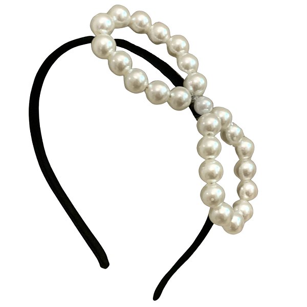 tiara laço pérolas