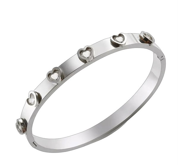 pulseira hearts silver