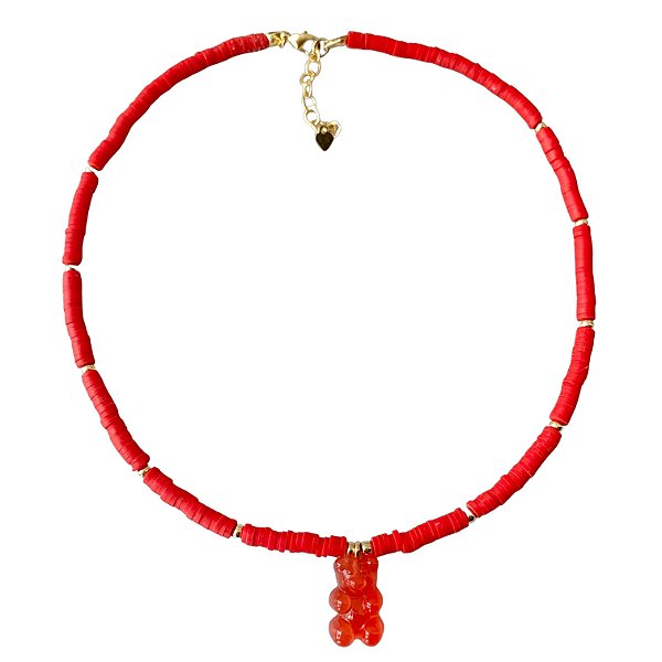 colar rubber bear vermelho