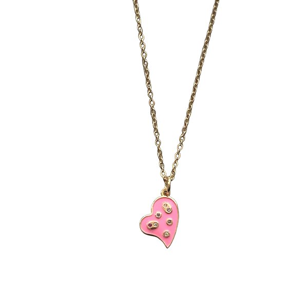 colar mini heart rosa chiclete