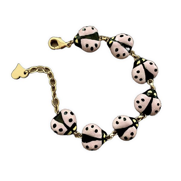 pulseira ladybug rosinha