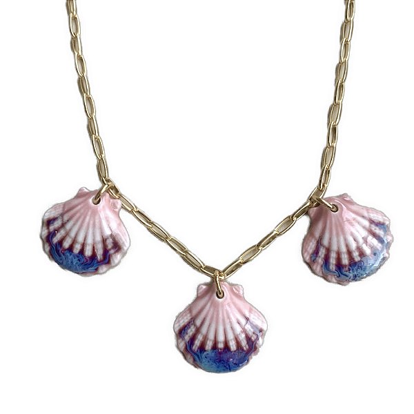 colar shell cor-de-rosa