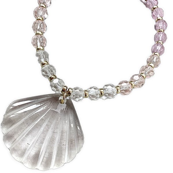 colar shell cristal rosa degrade