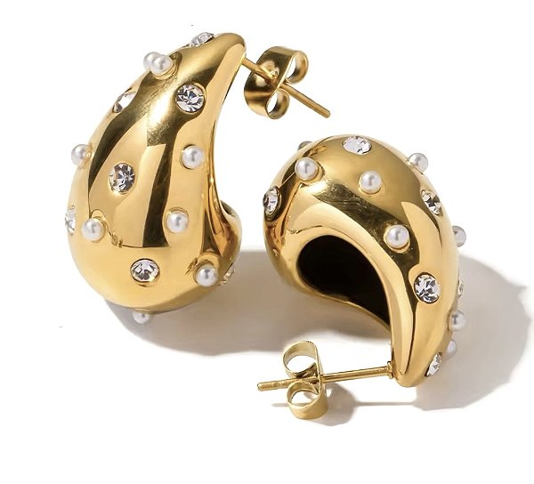 brinco gota crystal pearl