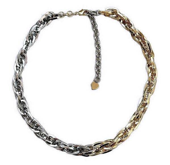 colar elos entrelaçados bicolor