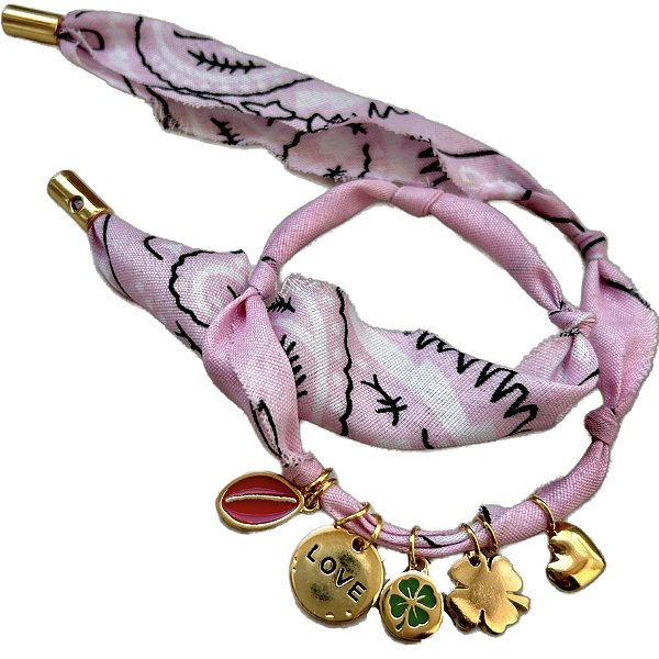 pulseira love bandana rosa