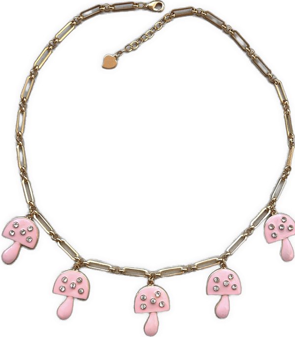 colar cogumelo rosa chiclete