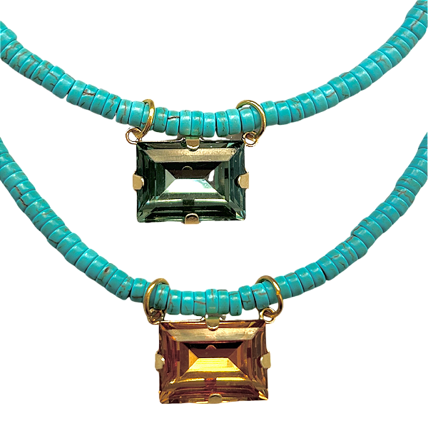 colar baguette turquoise