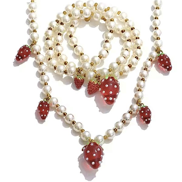 colar perolinhas morango