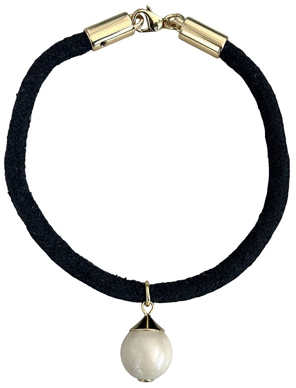 colar dot off white cordão black