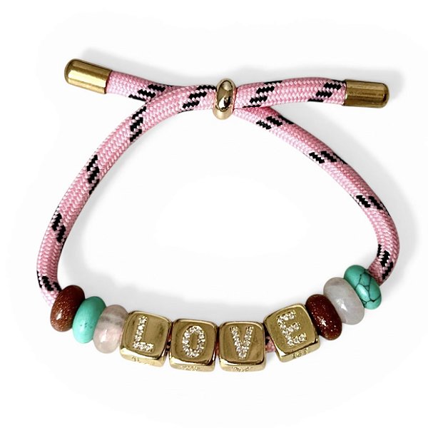 pulseira love cordão rosa