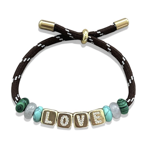 pulseira love cordão marrom