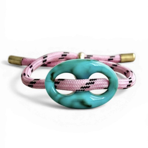 pulseira bean P turquesa/rosa