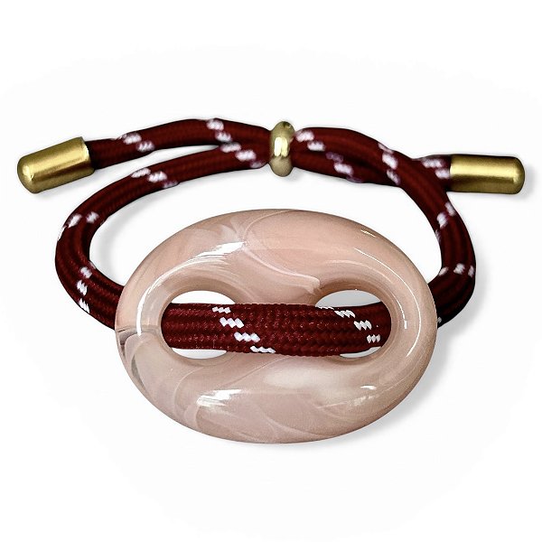 pulseira bean G rosa/bordô