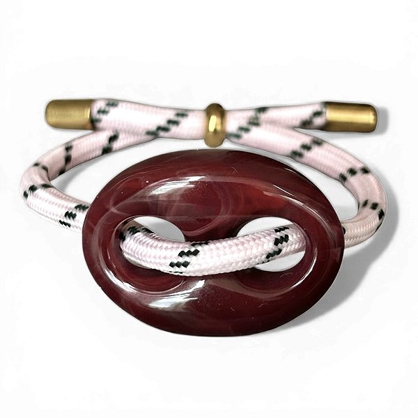 pulseira bean G marrom/rosinha