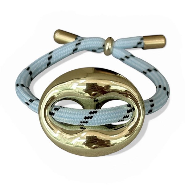 pulseira bean G gold azul sky