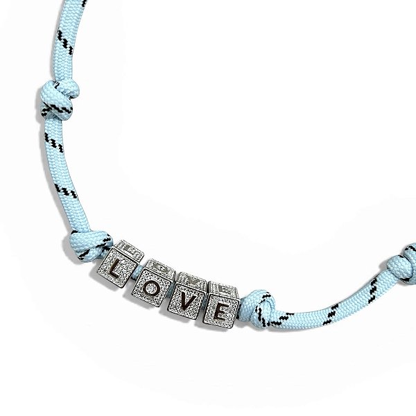 colar LOVE cravejado azul sky/silver