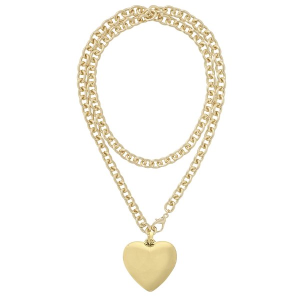 colar gold heart longo