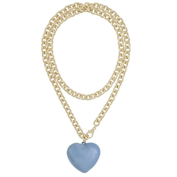 colar blue heart longo