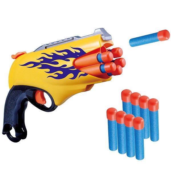 Pistola / Arma de Brinquedos - Lança Dardos com 2 e 6 Dardos - 16 cm