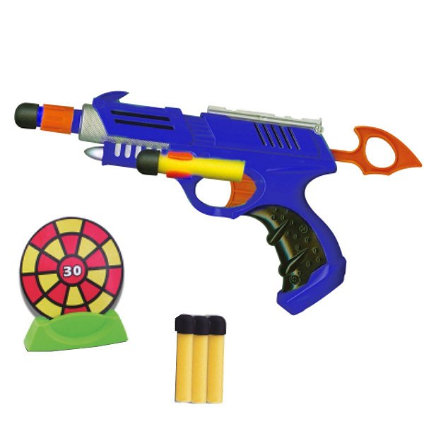 Pistola Arma Arminha de Brinquedo Lançador de Dardos 15 cm - Kasa