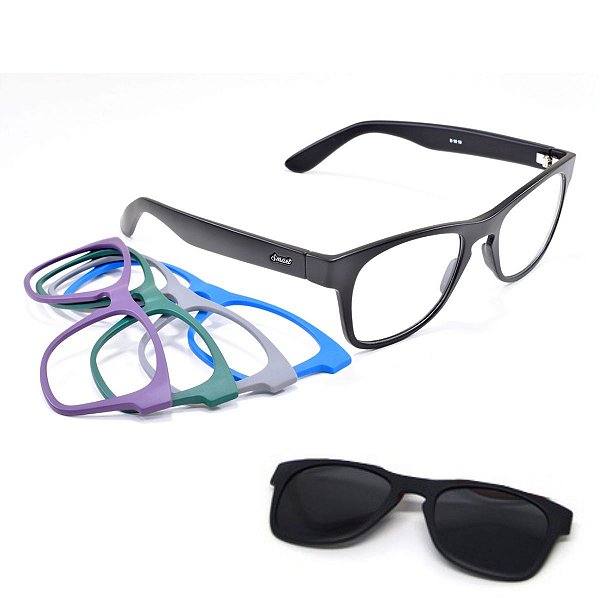 Oculos Armação Troca Frentes P/ Grau Sol ClipOn ref.931 kit2