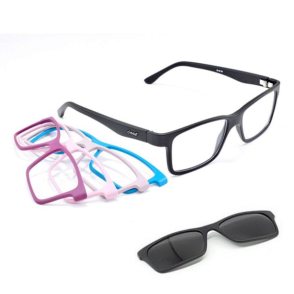 Oculos Troca Frentes Clip On Armação P/ Grau E Sol 930 kit1