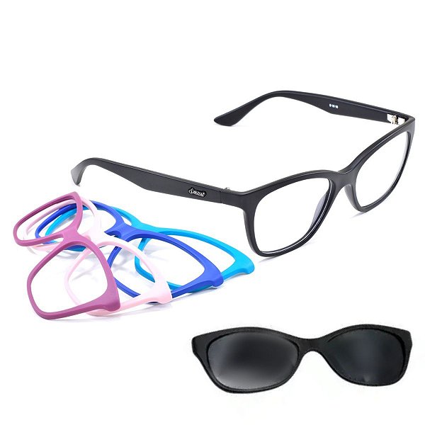 Armação Gatinha Troca Frentes Oculos Smart Clip On 936 Kit3