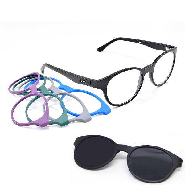 Oculos Troca Frentes Clip On Armação P/ Grau E Sol 932 kit2