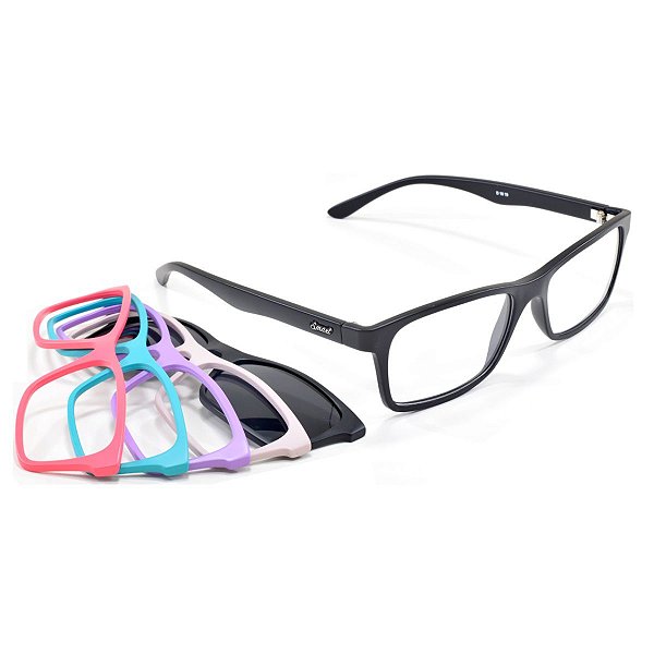 Armação Oculos Troca Frentes Smart Clip On Ref934 Kit6 C/ Nf
