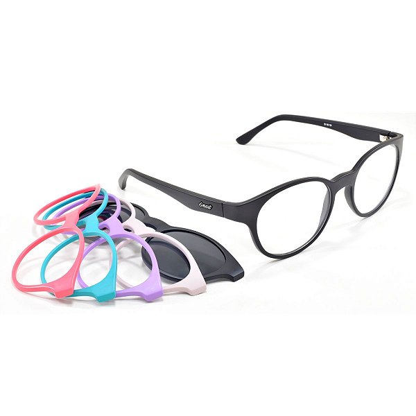 Oculos Smart Troca Frentes Armação P/ Grau E Sol Ref932 kit6