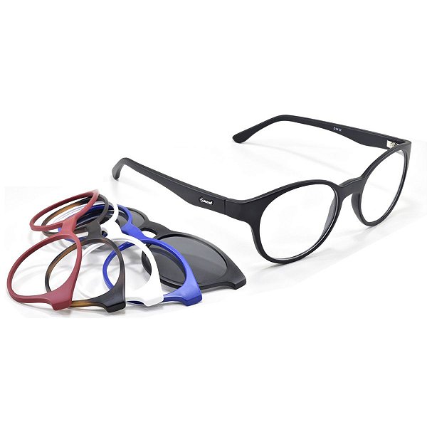 Oculos Armação Troca Frentes Clip On P/ Grau E Sol 932 kit7