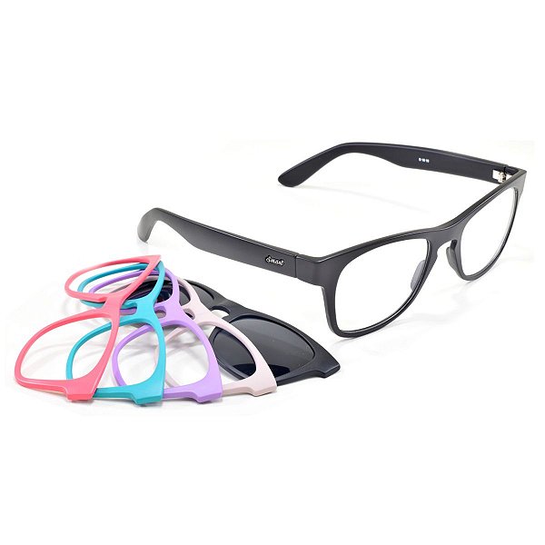 Oculos Armação Troca Frentes P/ Grau Sol ClipOn ref.931 kit6