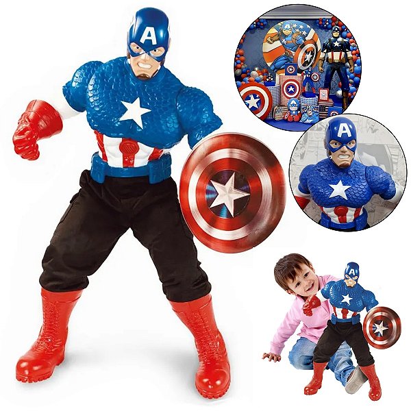 Capitão America Boneco Gigante Vingador Com Som 50cm Marvel ref.0582