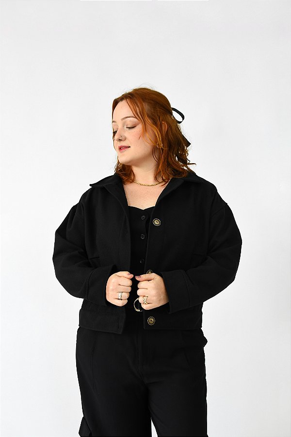 JAQUETA OVERSIZED PRETA MICA