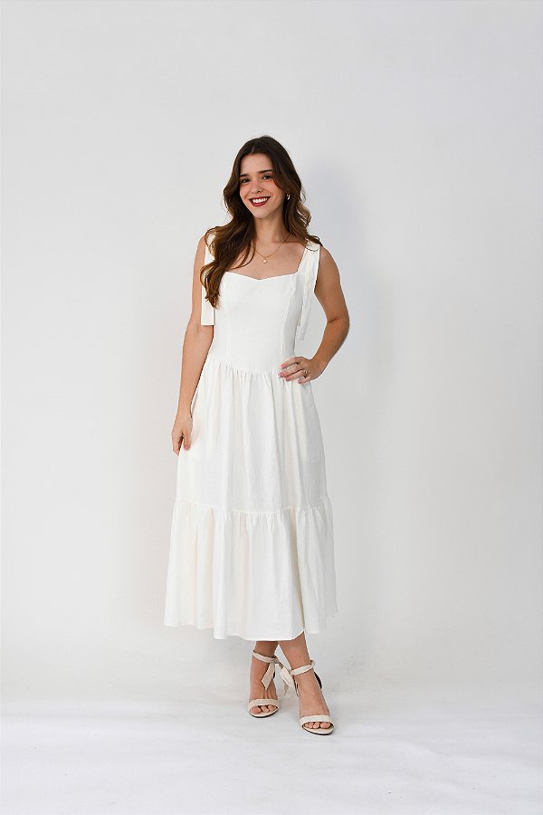 VESTIDO MIDI MAITÊ OFF-WHITE