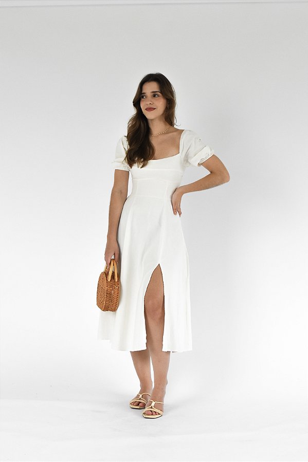 VESTIDO LINHO MIDI CHIARA OFF-WHITE 2.0