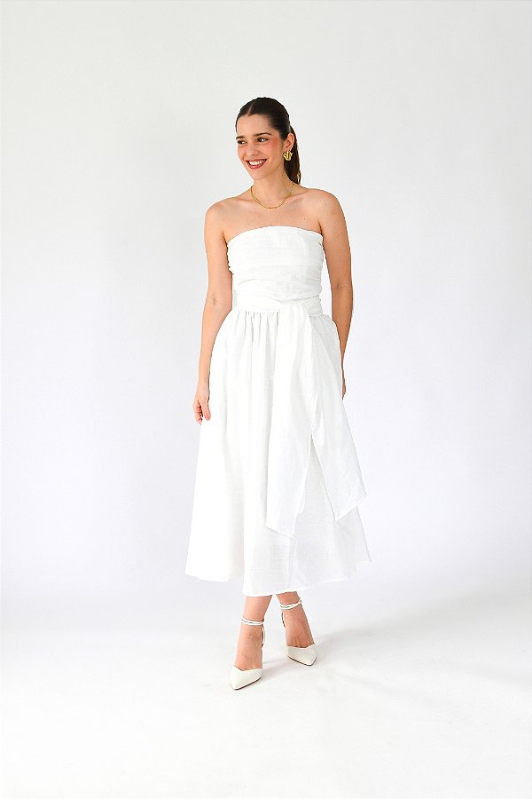 VESTIDO MIDI OFF-WHITE MARGOT