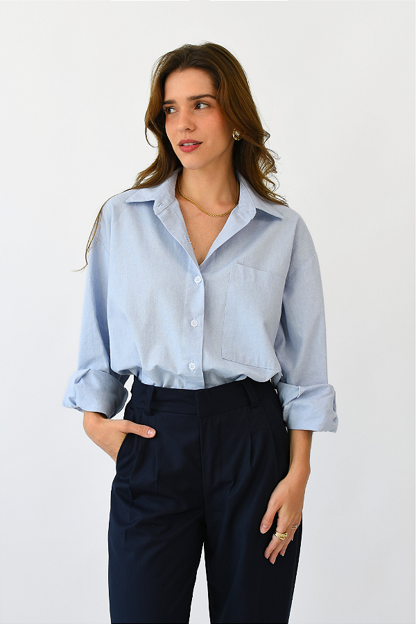 CAMISA SOCIAL AZUL VALENTINA