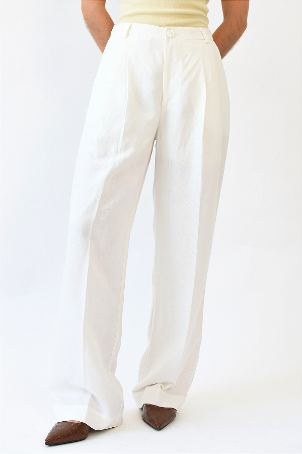 CALÇA ALFAIATARIA LINHO OFF-WHITE