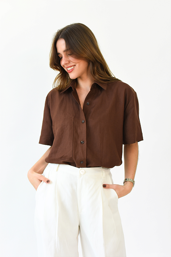 CAMISA LINHO YASMIN MARROM