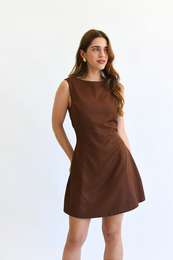 VESTIDO MINI MARROM AMÉLIA