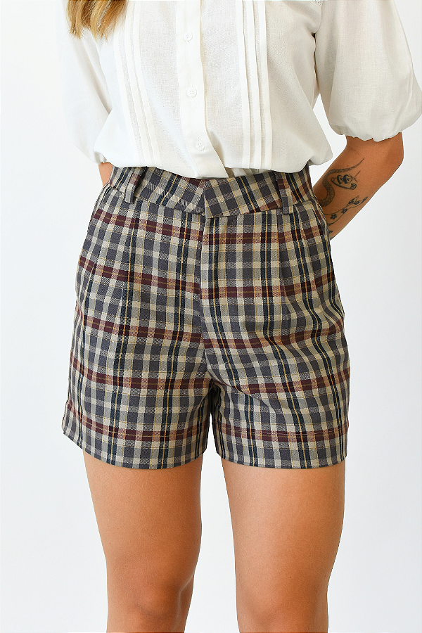 SHORT ALFAIATARIA XADREZ AGNES