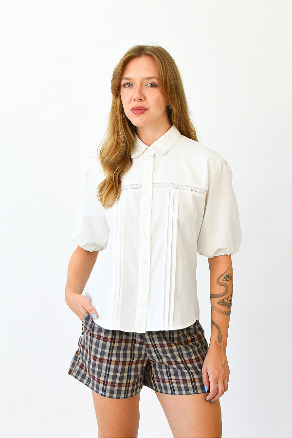 BLUSA BORDADO INGLÊS CLAIRE BRANCA