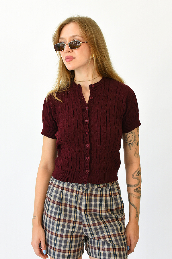 CARDIGAN TRICOT MANGA CURTA AMY BORDÔ