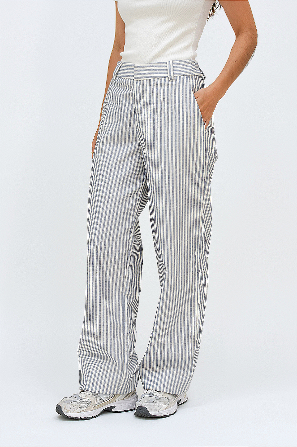 CALÇA LISTRADA ALFAIATARIA ALGODÃO YARA