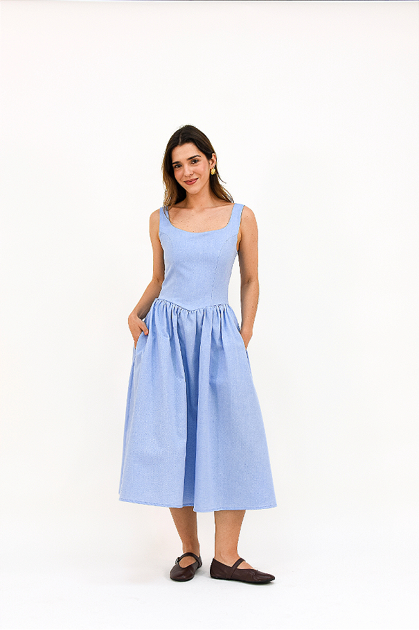 VESTIDO MIDI LAYLA AZUL