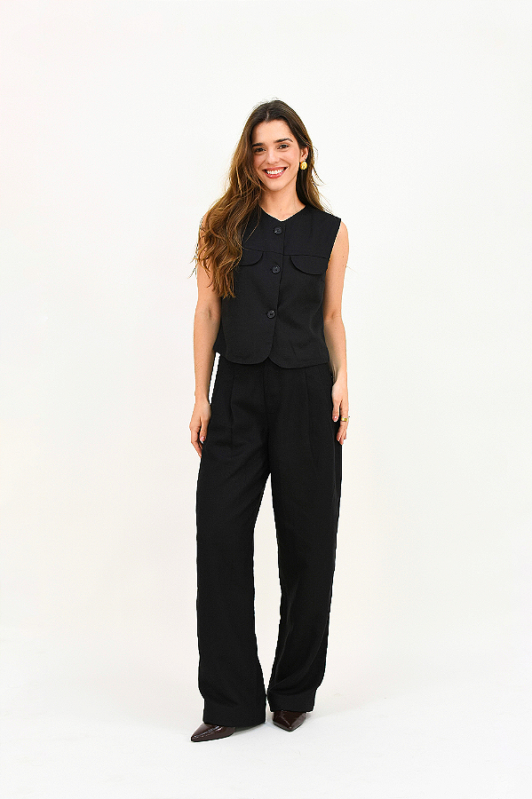 CALÇA ALFAIATARIA LINHO PRETO